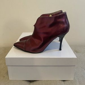 **SOLD** Roberto Cavalli Maroon Metallic Ankle Boots